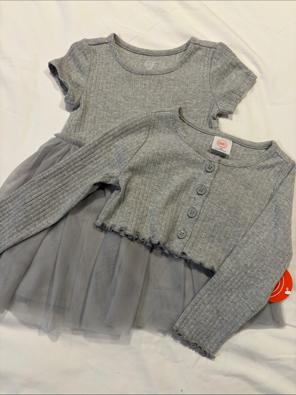 NWT Toddler Gray Ribbed Tulle Dress & Cardigan Set 101,102